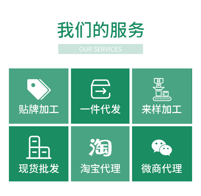 公司產品支持貼牌代工，一件代發等服務。